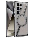 For Samsung Galaxy S23 Ultra 5G GKK Integrated Electroplating Leather Z-Shape MagSafe Phone Case(Gray)