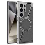 For Samsung Galaxy S23 Ultra 5G GKK Integrated Electroplating Leather Z-Shape MagSafe Phone Case(Mountain Gray)