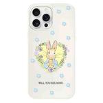 For iPhone 16 Pro Max Skin Feeling Jelly TPU Hybrid PC Phone Case(Love Flower Rabbit White)