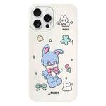 For iPhone 16 Pro Max Skin Feeling Jelly TPU Hybrid PC Phone Case(Blue Rabbit White)