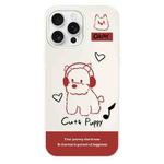 For iPhone 16 Pro Skin Feeling Jelly TPU Hybrid PC Phone Case(Earphones Dog White)