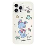 For iPhone 16 Pro Skin Feeling Jelly TPU Hybrid PC Phone Case(Blue Rabbit White)