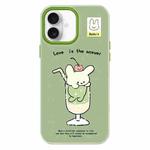 For iPhone 16 Plus Skin Feeling Jelly TPU Hybrid PC Phone Case(Cup Dog Green)