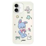 For iPhone 16 Plus Skin Feeling Jelly TPU Hybrid PC Phone Case(Blue Rabbit White)