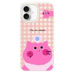 For iPhone 16 Plus Skin Feeling Jelly TPU Hybrid PC Phone Case(Pink Cat White)