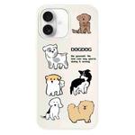 For iPhone 16 Plus Skin Feeling Jelly TPU Hybrid PC Phone Case(Multi Breed Puppy White)