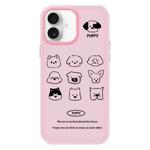 For iPhone 16 Skin Feeling Jelly TPU Hybrid PC Phone Case(Animal Nine Grid Pink)