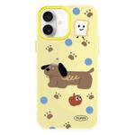 For iPhone 16 Skin Feeling Jelly TPU Hybrid PC Phone Case(Brown Puppy Yellow)