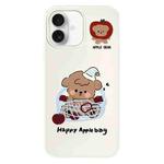 For iPhone 16 Skin Feeling Jelly TPU Hybrid PC Phone Case(Basket Dog White)