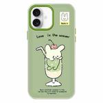 For iPhone 16 Skin Feeling Jelly TPU Hybrid PC Phone Case(Cup Dog Green)