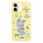 For iPhone 16 Skin Feeling Jelly TPU Hybrid PC Phone Case(Blue Rabbit Yellow)