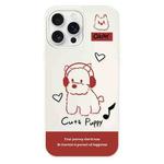 For iPhone 15 Pro Max Skin Feeling Jelly TPU Hybrid PC Phone Case(Earphones Dog White)