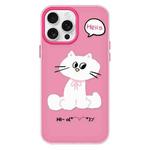 For iPhone 15 Pro Skin Feeling Jelly TPU Hybrid PC Phone Case(Bow White Cat Rose Red)