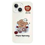 For iPhone 15 Plus Skin Feeling Jelly TPU Hybrid PC Phone Case(Basket Dog White)