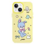 For iPhone 15 Skin Feeling Jelly TPU Hybrid PC Phone Case(Blue Rabbit Yellow)