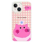 For iPhone 15 Skin Feeling Jelly TPU Hybrid PC Phone Case(Pink Cat White)