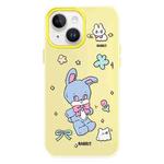 For iPhone 14 Plus Skin Feeling Jelly TPU Hybrid PC Phone Case(Blue Rabbit Yellow)