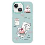 For iPhone 14 Skin Feeling Jelly TPU Hybrid PC Phone Case(Cake Dog Light Green)