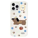 For iPhone 14 Pro Max Skin Feeling Jelly TPU Hybrid PC Phone Case(Brown Puppy White)