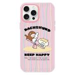 For iPhone 14 Pro Max Skin Feeling Jelly TPU Hybrid PC Phone Case(Seesaw Animal Pink)