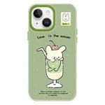 For iPhone 13 Skin Feeling Jelly TPU Hybrid PC Phone Case(Cup Dog Green)