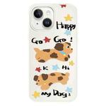 For iPhone 13 Skin Feeling Jelly TPU Hybrid PC Phone Case(Happy Dog ??White)