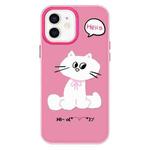 For iPhone 12 Skin Feeling Jelly TPU Hybrid PC Phone Case(Bow White Cat Rose Red)