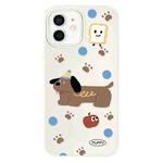 For iPhone 12 Skin Feeling Jelly TPU Hybrid PC Phone Case(Brown Puppy White)