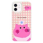 For iPhone 12 Skin Feeling Jelly TPU Hybrid PC Phone Case(Pink Cat White)