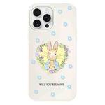 For iPhone 12 Pro Max Skin Feeling Jelly TPU Hybrid PC Phone Case(Love Flower Rabbit White)