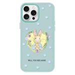 For iPhone 11 Pro Max Skin Feeling Jelly TPU Hybrid PC Phone Case(Love Flower Rabbit Light Green)