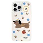 For iPhone 11 Pro Max Skin Feeling Jelly TPU Hybrid PC Phone Case(Brown Puppy White)
