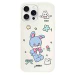 For iPhone 11 Pro Max Skin Feeling Jelly TPU Hybrid PC Phone Case(Blue Rabbit White)
