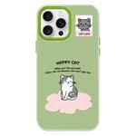 For iPhone 11 Pro Max Skin Feeling Jelly TPU Hybrid PC Phone Case(Happy Cat Green)