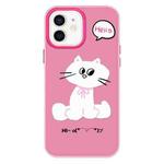 For iPhone 11 Skin Feeling Jelly TPU Hybrid PC Phone Case(Bow White Cat Rose Red)