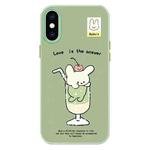 For iPhone X / XS Skin Feeling Jelly TPU Hybrid PC Phone Case(Cup Dog Green)