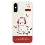 For iPhone X / XS Skin Feeling Jelly TPU Hybrid PC Phone Case(Earphones Dog White)