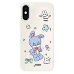 For iPhone X / XS Skin Feeling Jelly TPU Hybrid PC Phone Case(Blue Rabbit White)