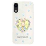 For iPhone XR Skin Feeling Jelly TPU Hybrid PC Phone Case(Love Flower Rabbit White)