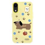 For iPhone XR Skin Feeling Jelly TPU Hybrid PC Phone Case(Brown Puppy Yellow)