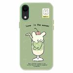 For iPhone XR Skin Feeling Jelly TPU Hybrid PC Phone Case(Cup Dog Green)