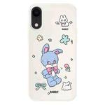 For iPhone XR Skin Feeling Jelly TPU Hybrid PC Phone Case(Blue Rabbit White)