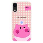 For iPhone XR Skin Feeling Jelly TPU Hybrid PC Phone Case(Pink Cat White)