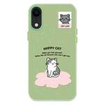 For iPhone XR Skin Feeling Jelly TPU Hybrid PC Phone Case(Happy Cat Green)