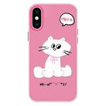 For iPhone XS Max Skin Feeling Jelly TPU Hybrid PC Phone Case(Bow White Cat Rose Red)