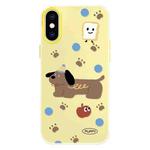 For iPhone XS Max Skin Feeling Jelly TPU Hybrid PC Phone Case(Brown Puppy Yellow)