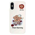 For iPhone XS Max Skin Feeling Jelly TPU Hybrid PC Phone Case(Basket Dog White)