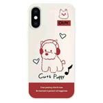 For iPhone XS Max Skin Feeling Jelly TPU Hybrid PC Phone Case(Earphones Dog White)