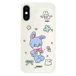 For iPhone XS Max Skin Feeling Jelly TPU Hybrid PC Phone Case(Blue Rabbit White)