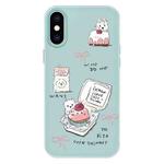 For iPhone XS Max Skin Feeling Jelly TPU Hybrid PC Phone Case(Cake Dog Light Green)